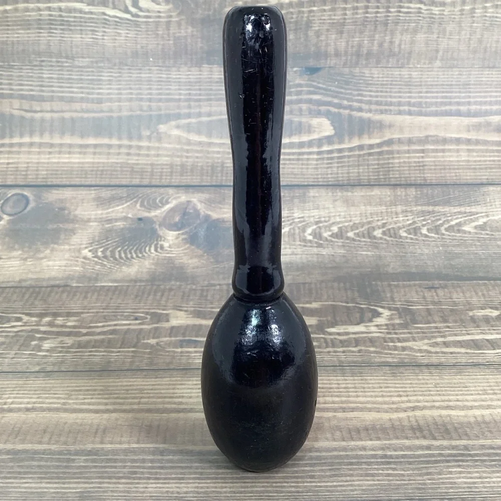 Pair Vintage Black Wood Egg Shaped Sock Darner, Wooden Sewing Tool